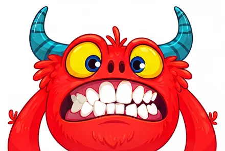 Monster illustration showing a posterior crossbite pattern
